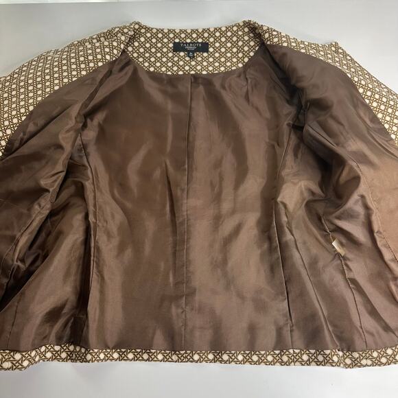 Talbots Brown Basketweave Lattice Pattern Blazer Jacket Womens Size 8 Petite 8P - Picture 7 of 11